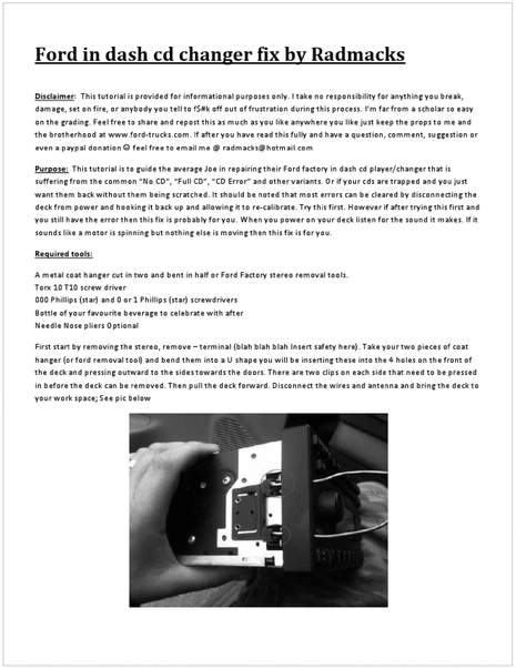 Product picture Ford InDash CD Fix